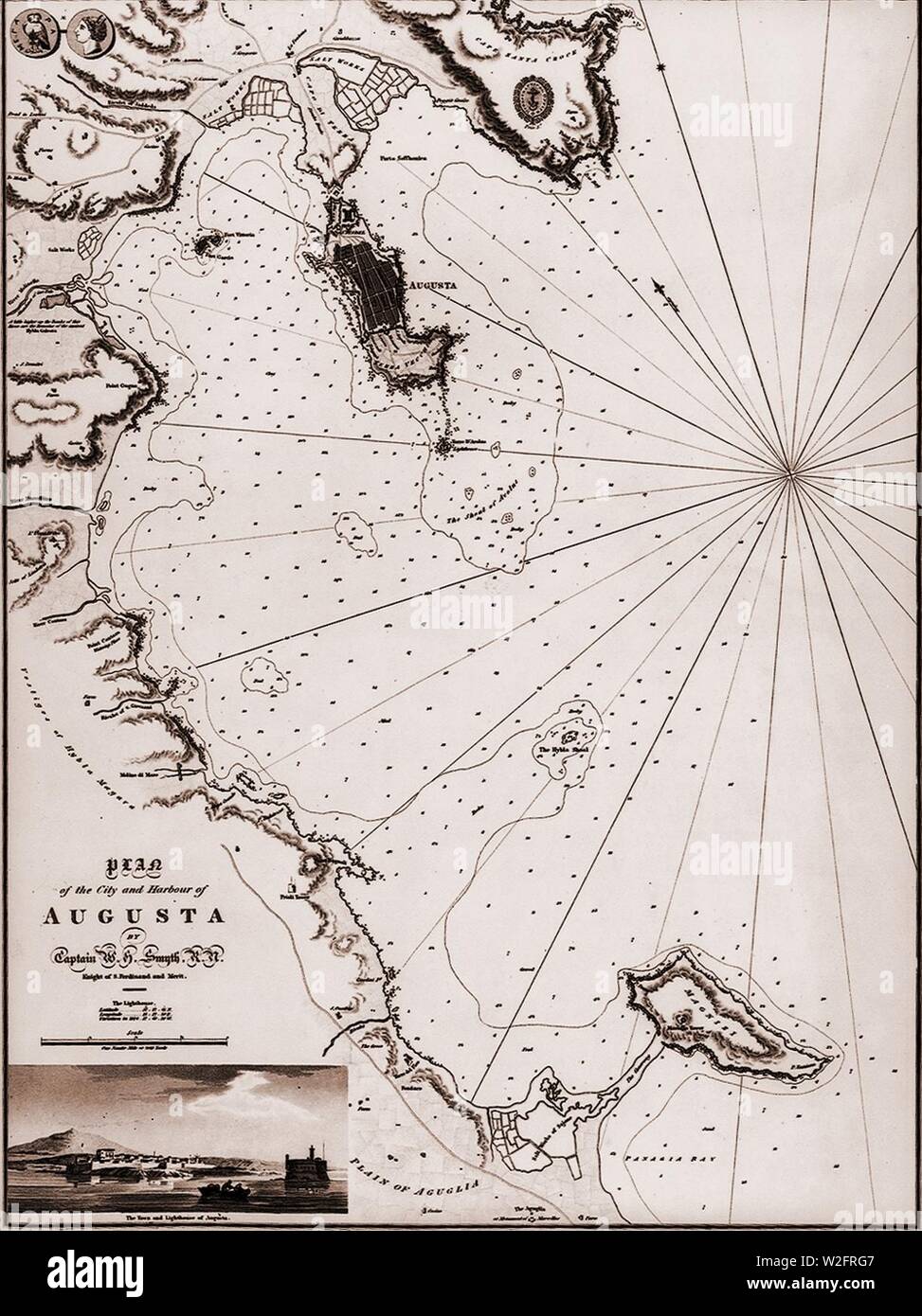 Organigramme de la division de l'ouest de la mer Méditerranée par le capitaine William Henry Smyth - entre les années 1814 et 1824 Banque D'Images