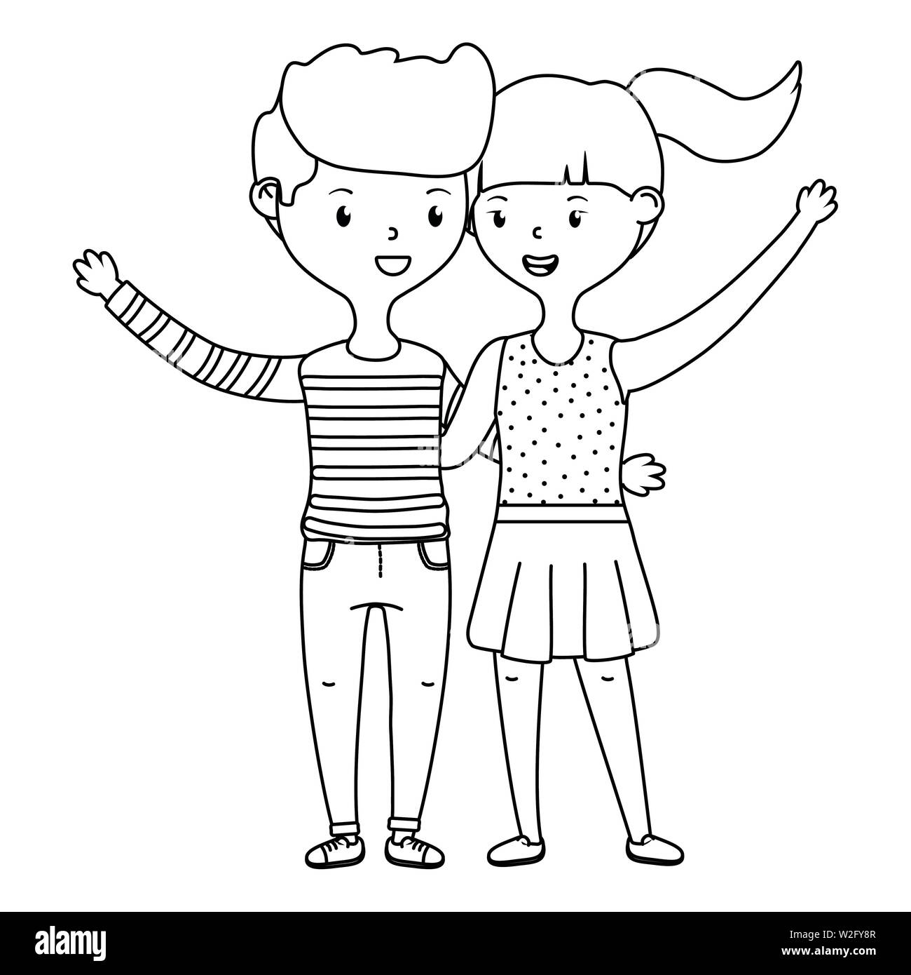 Garçon et fille adolescente, conception personne portrait jeune ...
