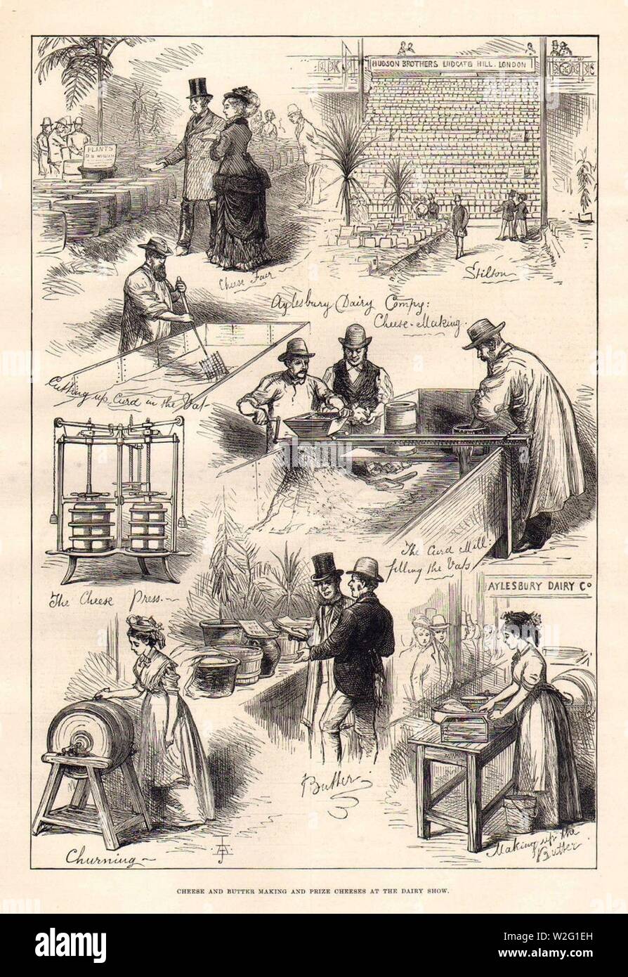 Fromage et beurre et fromages Prix au Dairy Show, l'Illustrated London News, 1876. Banque D'Images