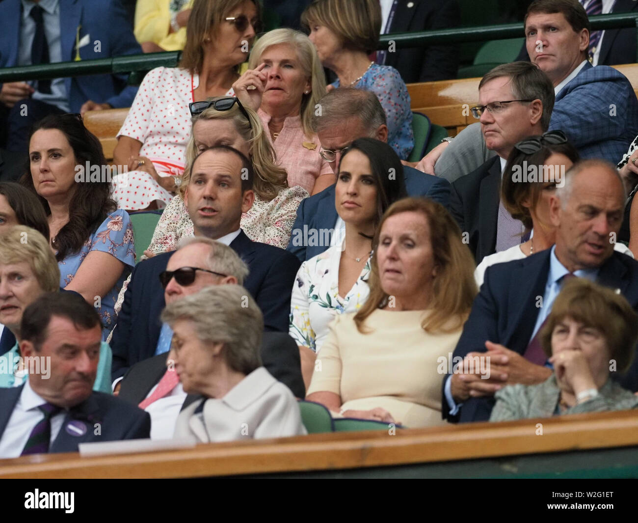 Londres, Royaume-Uni. 08 juillet, 2019. Londres, ANGLETERRE - 08 juillet : Atmosphère assiste à la septième journée du championnat de tennis de Wimbledon à l'All England Lawn Tennis et croquet Club le 08 juillet 2019, à Londres, en Angleterre. Personnes : Atmosphère tempêtes Crédit : Media Group/Alamy Live News Banque D'Images