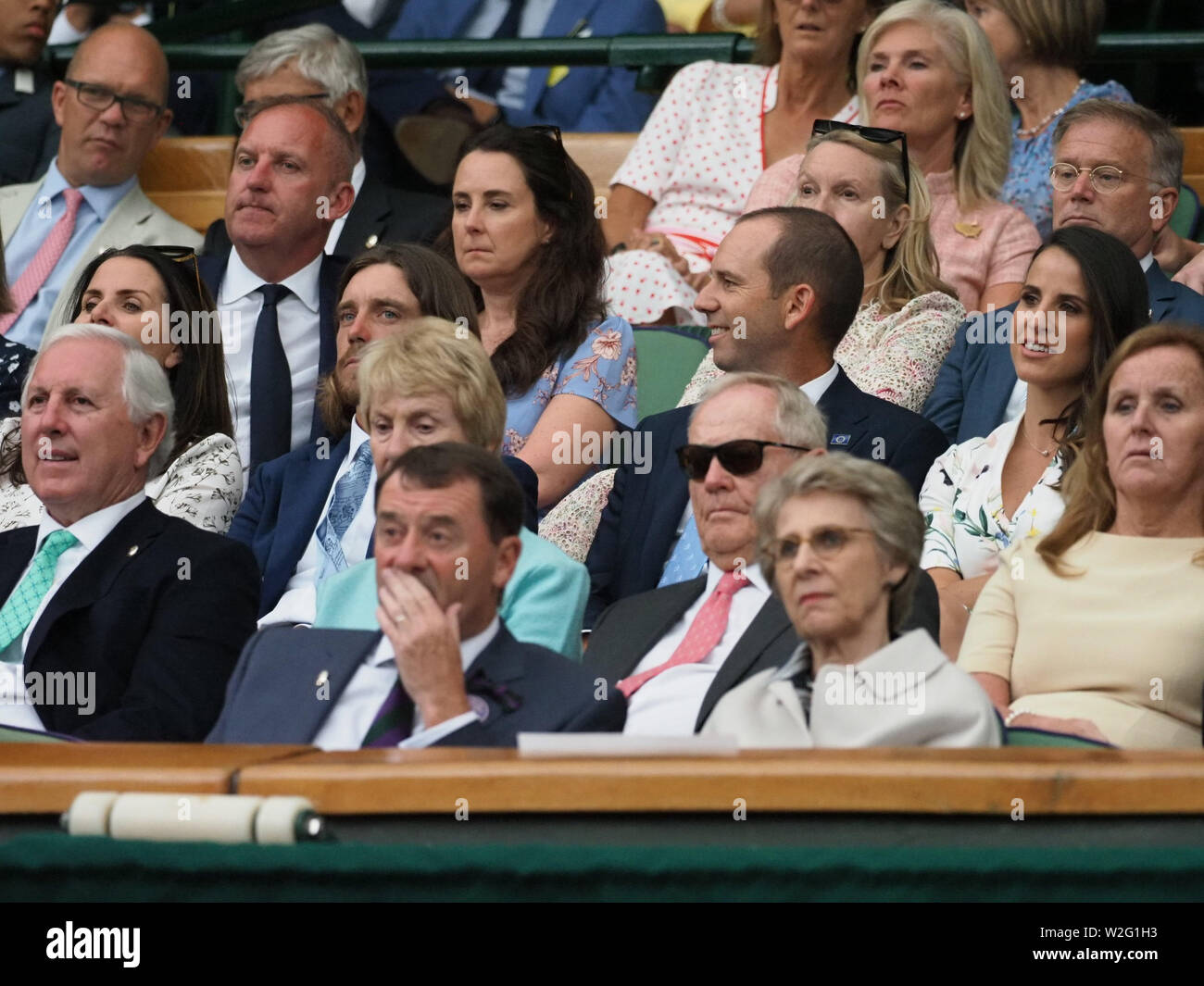 Londres, Royaume-Uni. 08 juillet, 2019. Londres, ANGLETERRE - 08 juillet : Atmosphère assiste à la septième journée du championnat de tennis de Wimbledon à l'All England Lawn Tennis et croquet Club le 08 juillet 2019, à Londres, en Angleterre. Personnes : Atmosphère tempêtes Crédit : Media Group/Alamy Live News Banque D'Images