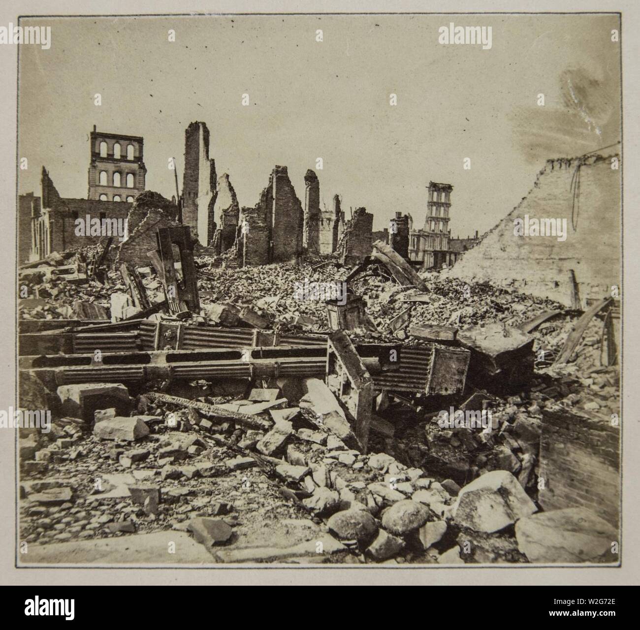 L'incendie de Chicago de 1871, les ruines de l'hôtel Palmer House Banque D'Images