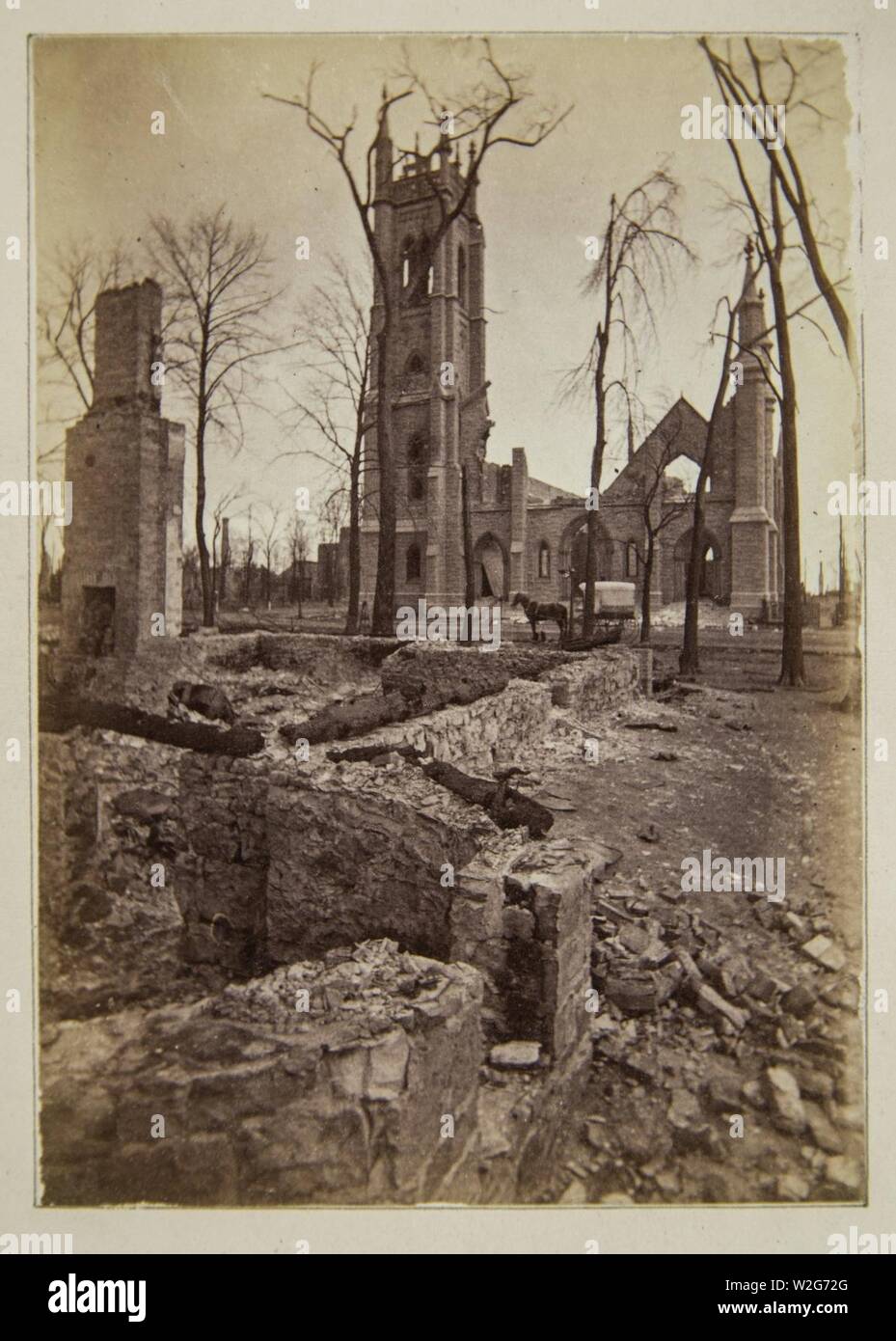 L'incendie de Chicago de 1871, l'église Saint-Jacques Banque D'Images