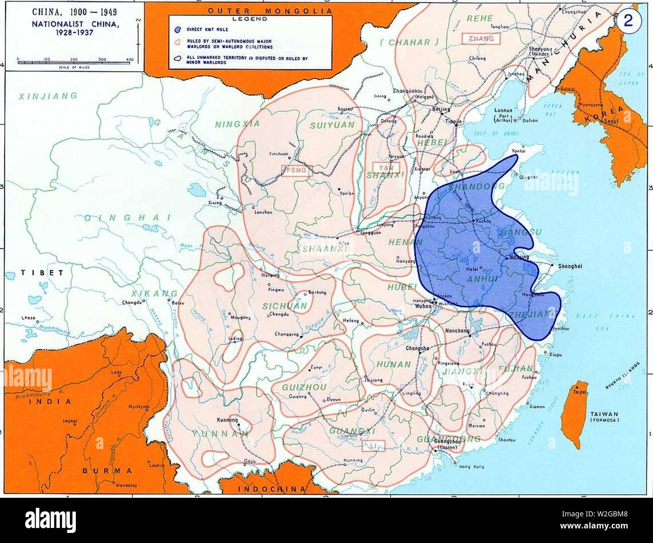 Carte de la guerre civile chinoise 02. Banque D'Images