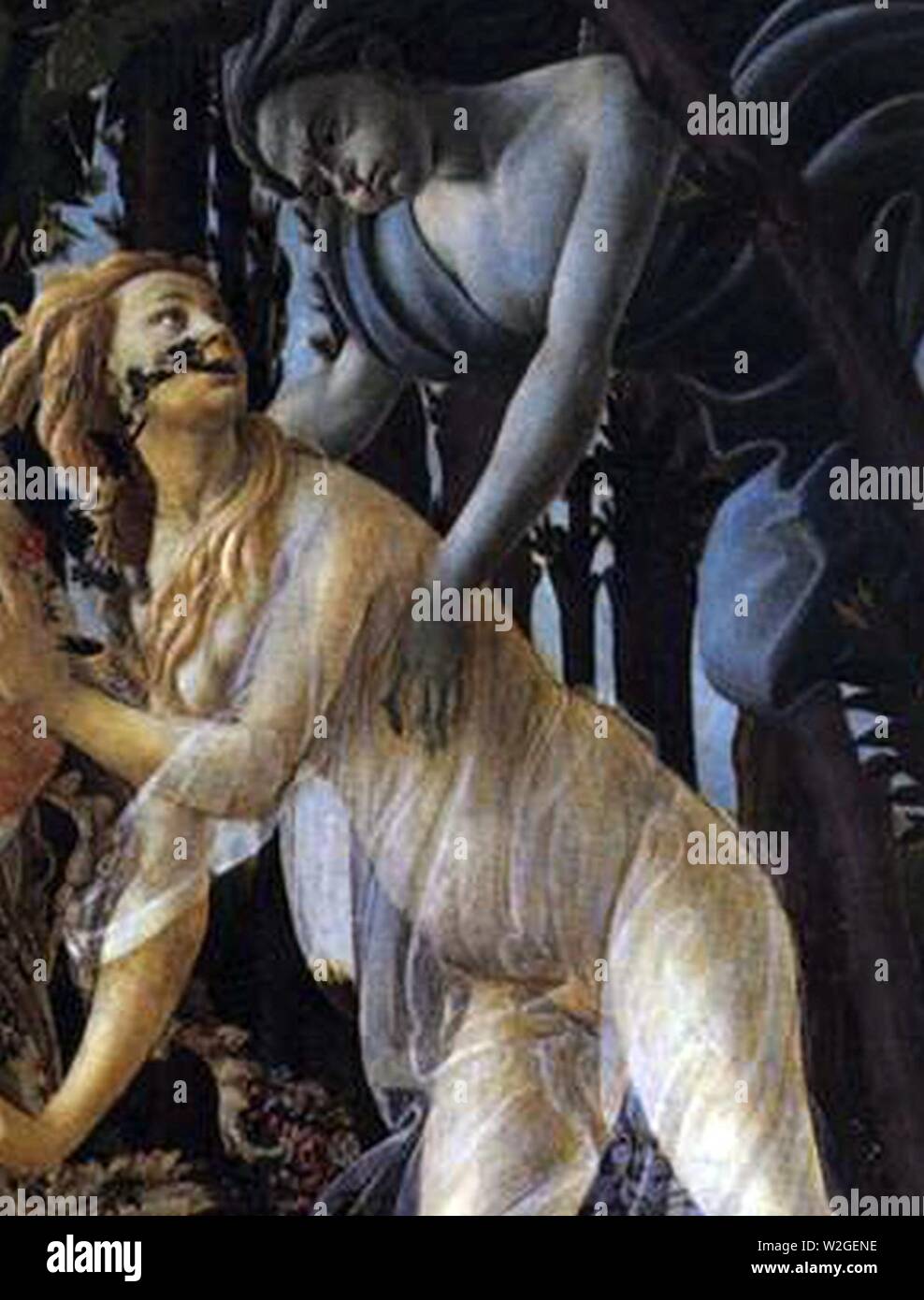 Chloris et Zéphyr de Botticelli - détail de Primavera. Banque D'Images