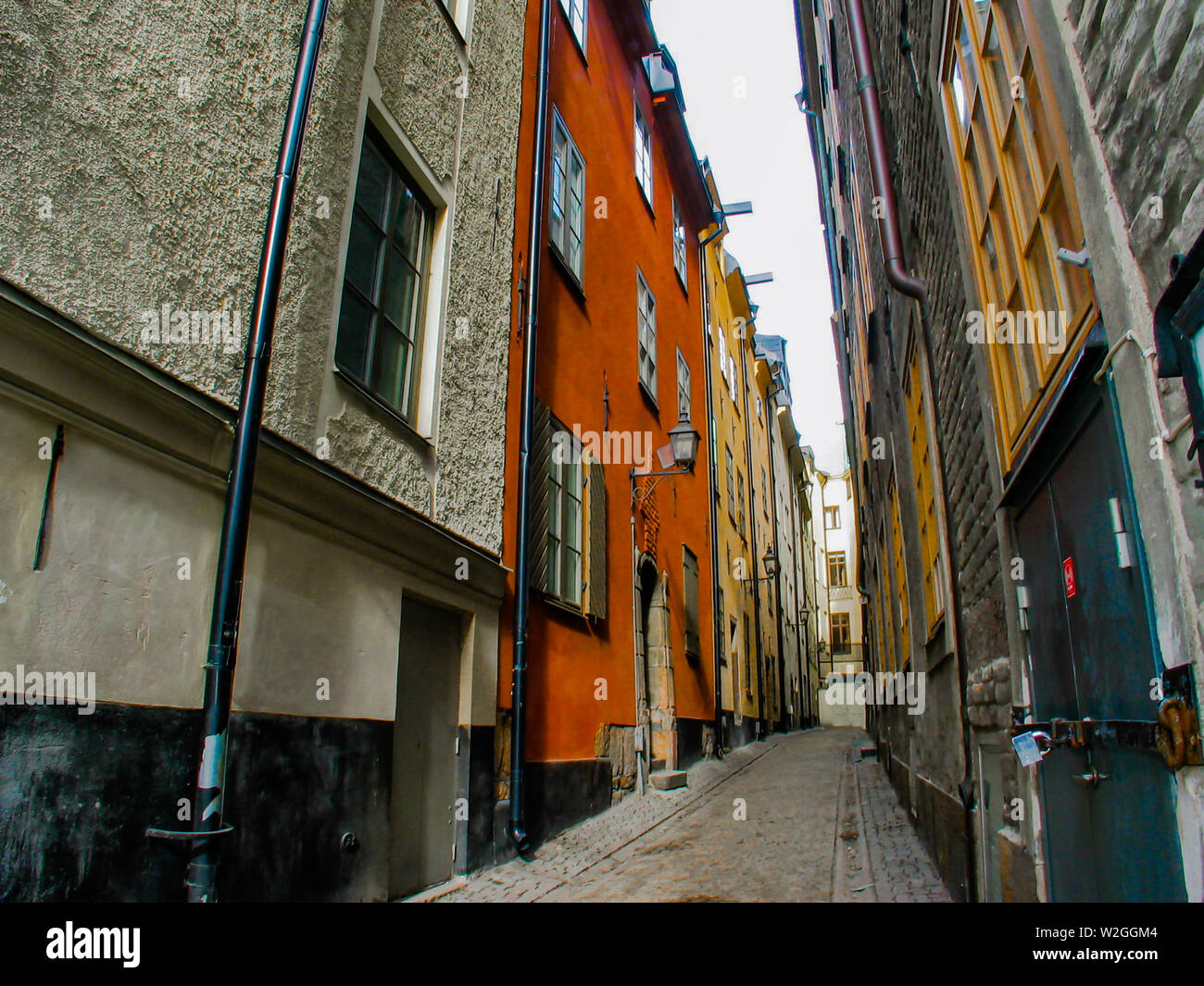 Une allée colorée au coeur de Stockholm, en Suède. Banque D'Images