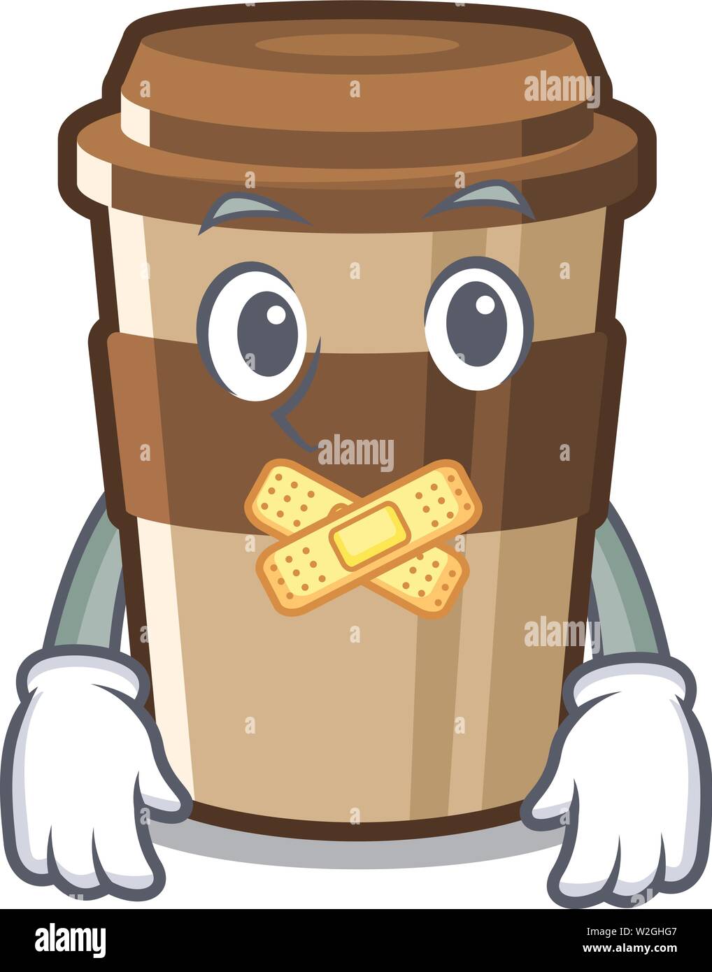 Le silence l'espresso est placée au-dessus de table mascotte Illustration de Vecteur