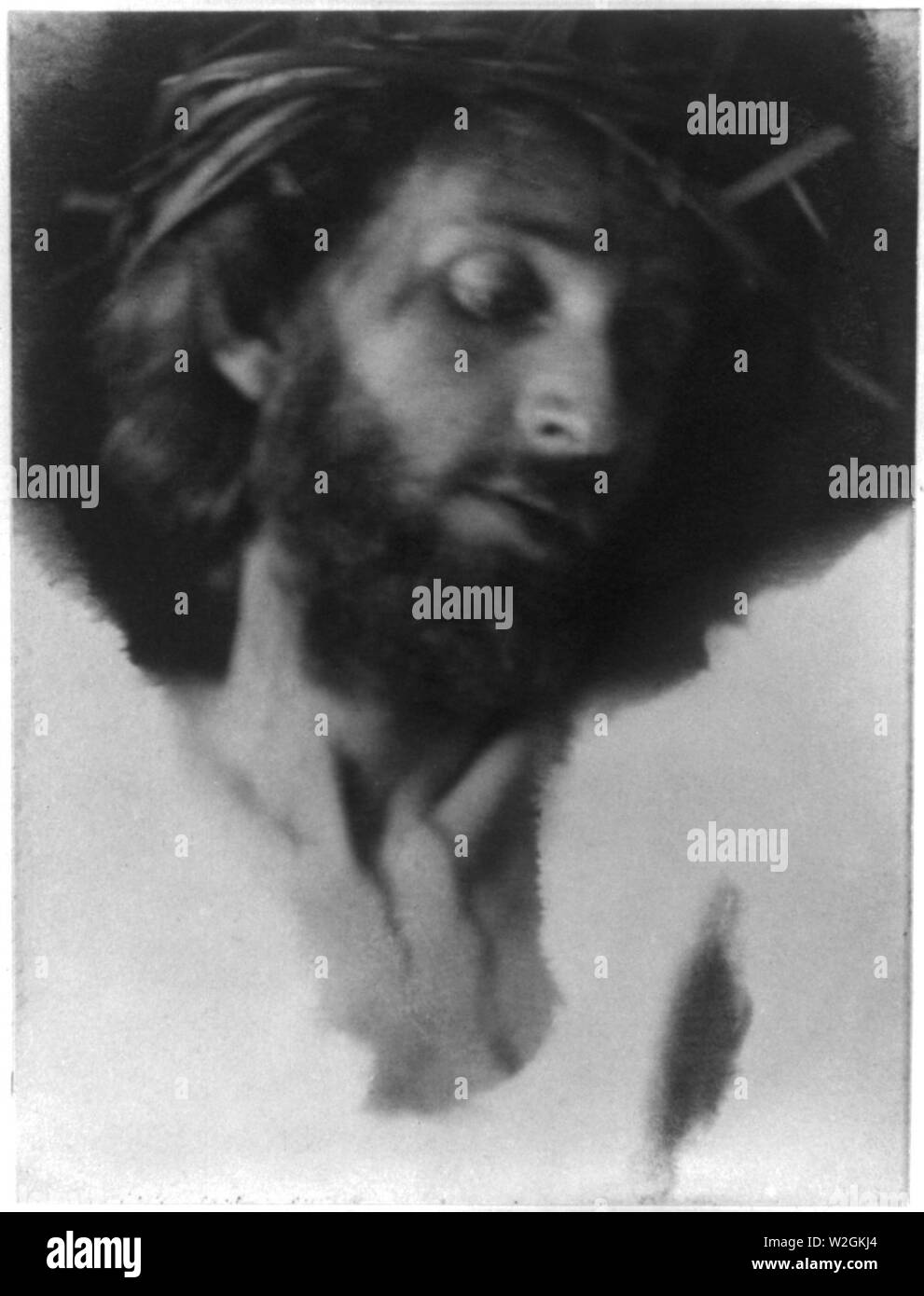 Le Christ avec couronne d'épines, regardant vers le bas à droite Banque D'Images
