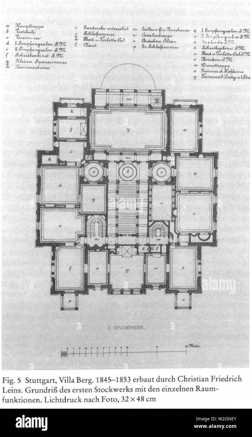 Christian Friedrich von Wald 29, Villa Berg, Grundriß des oberen Stocks, 1870, 2. Banque D'Images