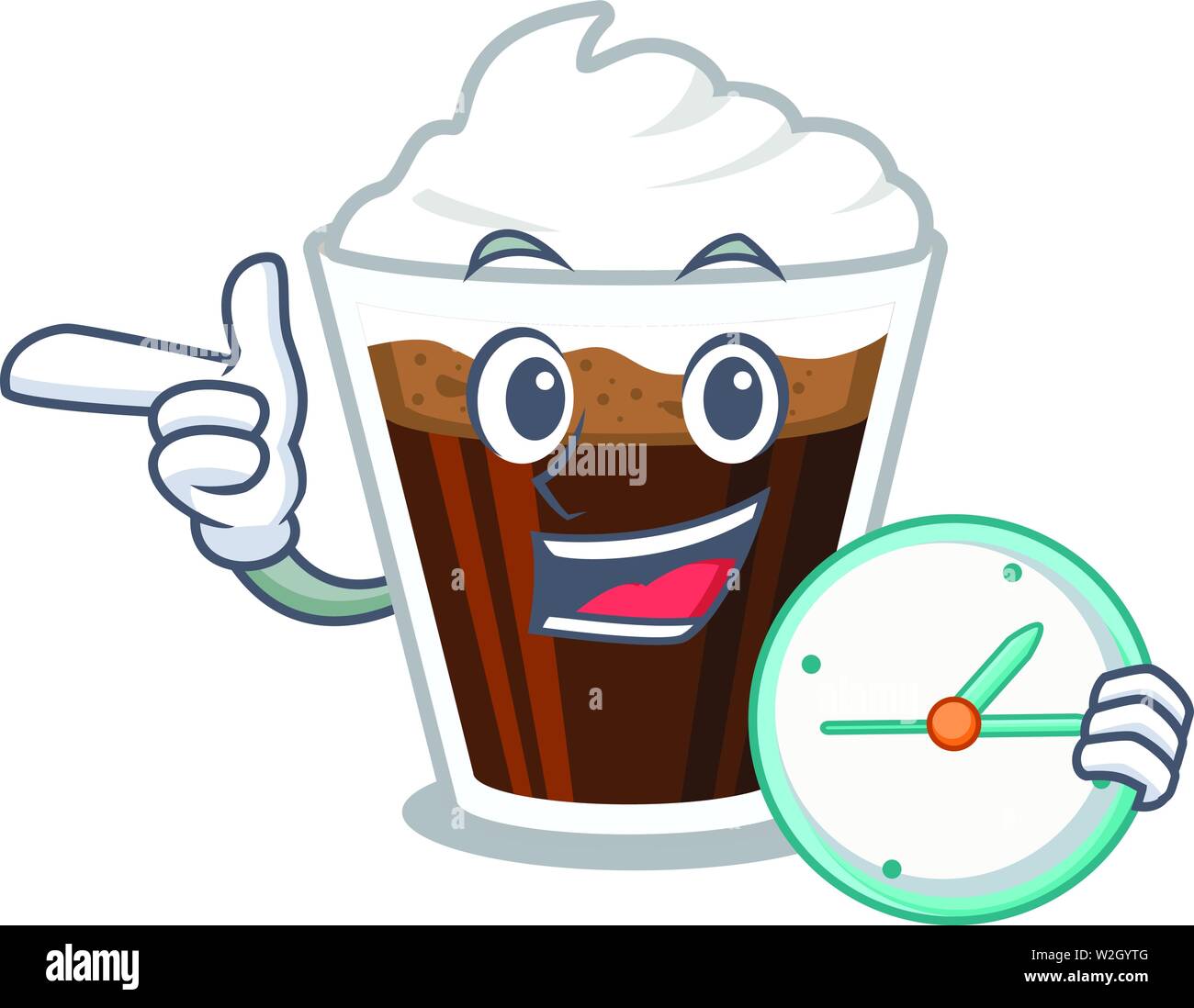 Café irlandais avec horloge verre coulé en cartoon Illustration de Vecteur