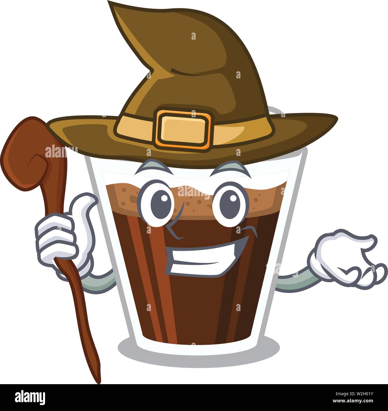 Café irlandais sorcière au-dessus de la table de mascotte Illustration de Vecteur