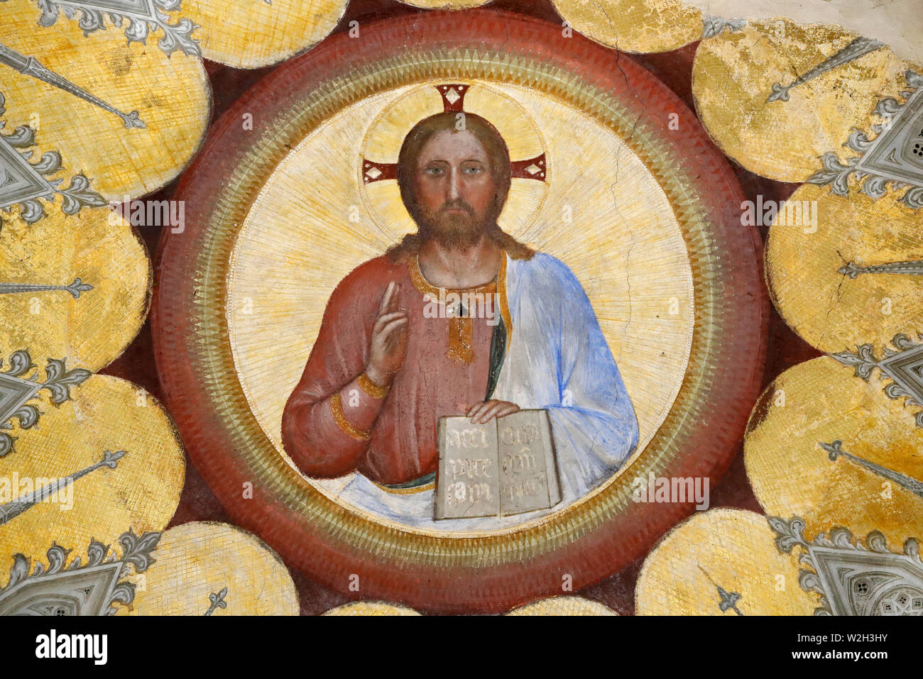 Le Baptistère de Padoue. Fresques du plafond xive siècle par Giusto de Menabuoi. Le Christ bénissant. Padoue. L'Italie. Banque D'Images