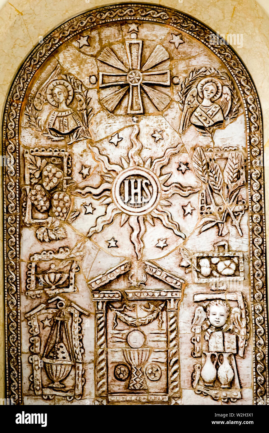 Chiesa del Salvatore (église du sauveur), Caltagirone, en Sicile (Italie). Reliefs. Banque D'Images