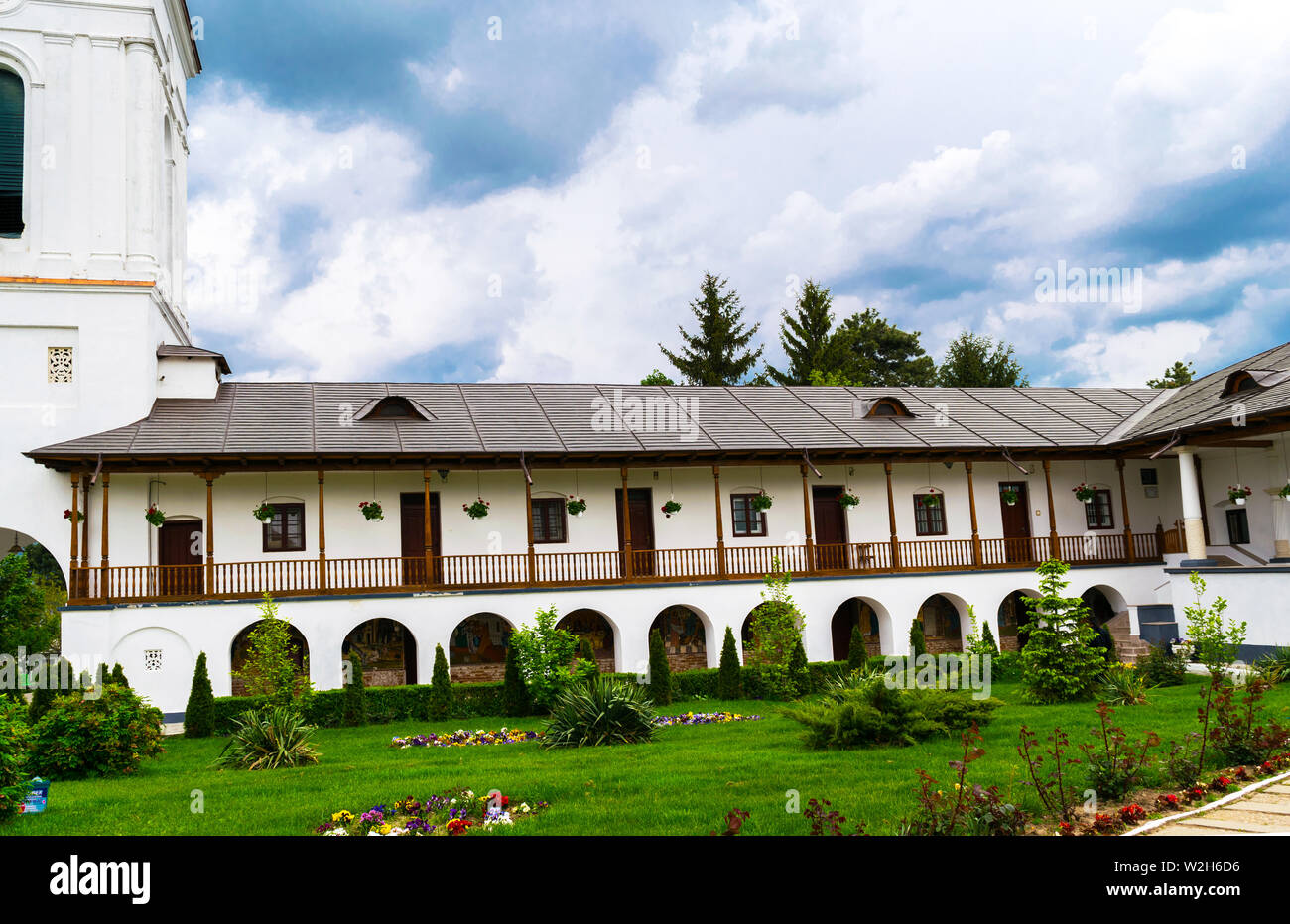 Ilfov, près de Bucarest, Roumanie - 30 Avril 2019 : monastère Cernica immobilier salles de repos. Banque D'Images
