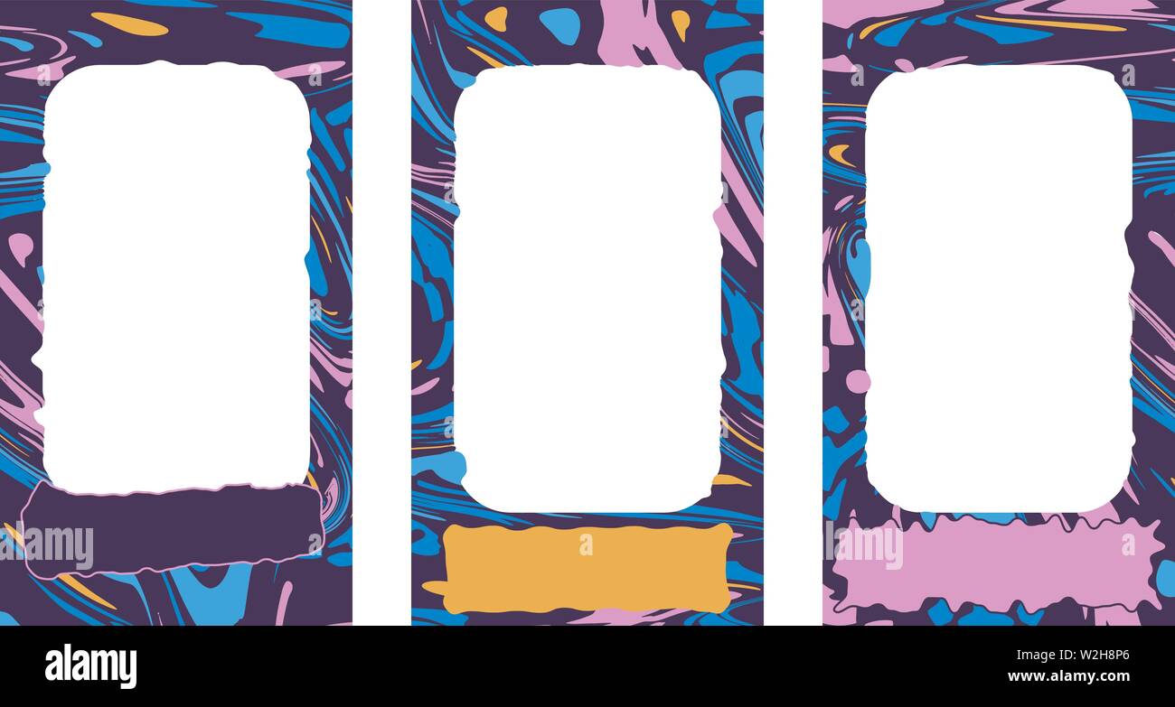 Trendy modèles modifiables pour réseaux sociaux stories, instagram story, jeu d'illustration vectorielle, les cadres. Origines de la conception sur les médias sociaux. Illustration de Vecteur