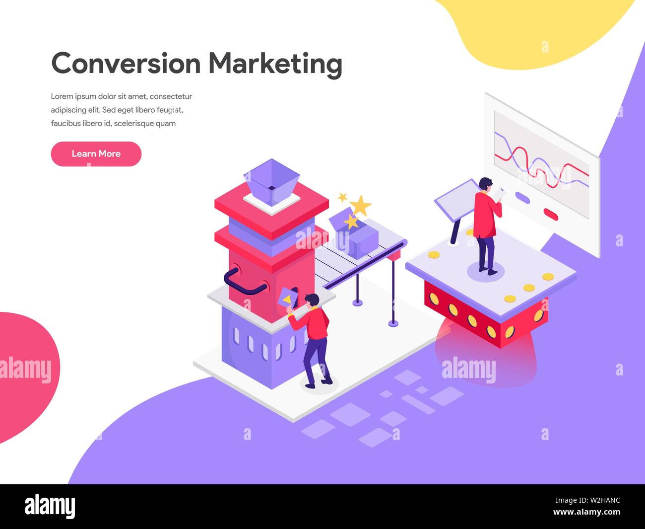 Modèle de page d'atterrissage de Conversion Marketing Illustration Concept. Design plat isométrique concept de conception de page web pour le site Web et site web mobile.ve Illustration de Vecteur