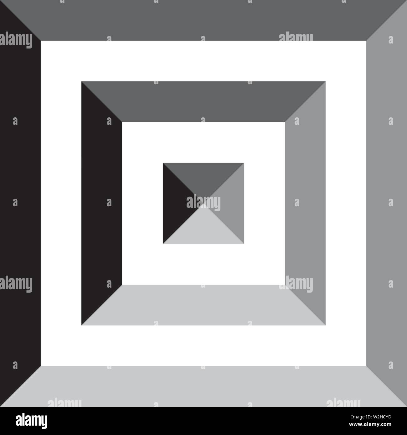 Square in square en pyramide carrée impression inspiré strukture abstract art déco coupe illustration sur fond transparent Illustration de Vecteur