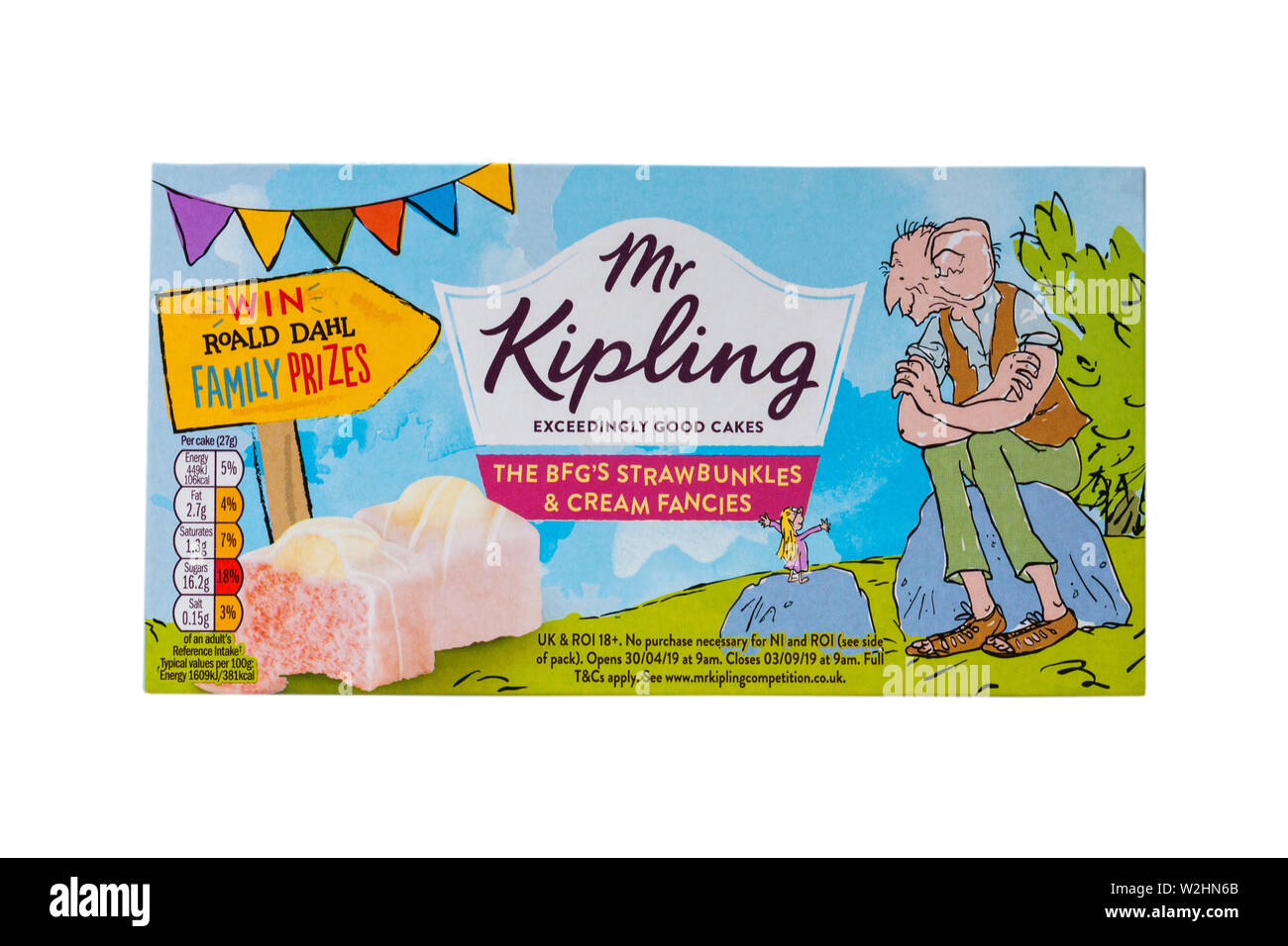 Fort de Mr Kipling l'Strawbunkles Crème BFG & fantaisies isolé sur fond blanc Banque D'Images