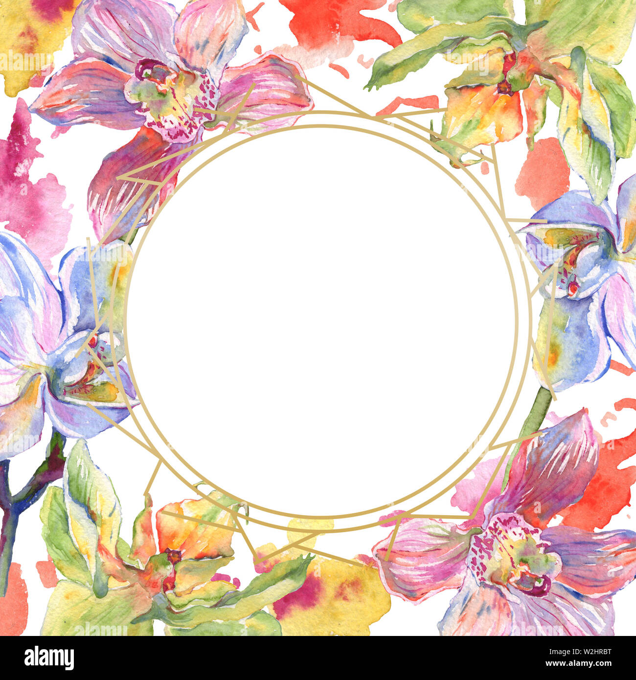 Floral fleurs orchidées botaniques. Lame de ressort sauvages isolés de fleurs sauvages. Contexte aquarelle illustration set. Aquarelle Dessin aquarelle de mode. Banque D'Images