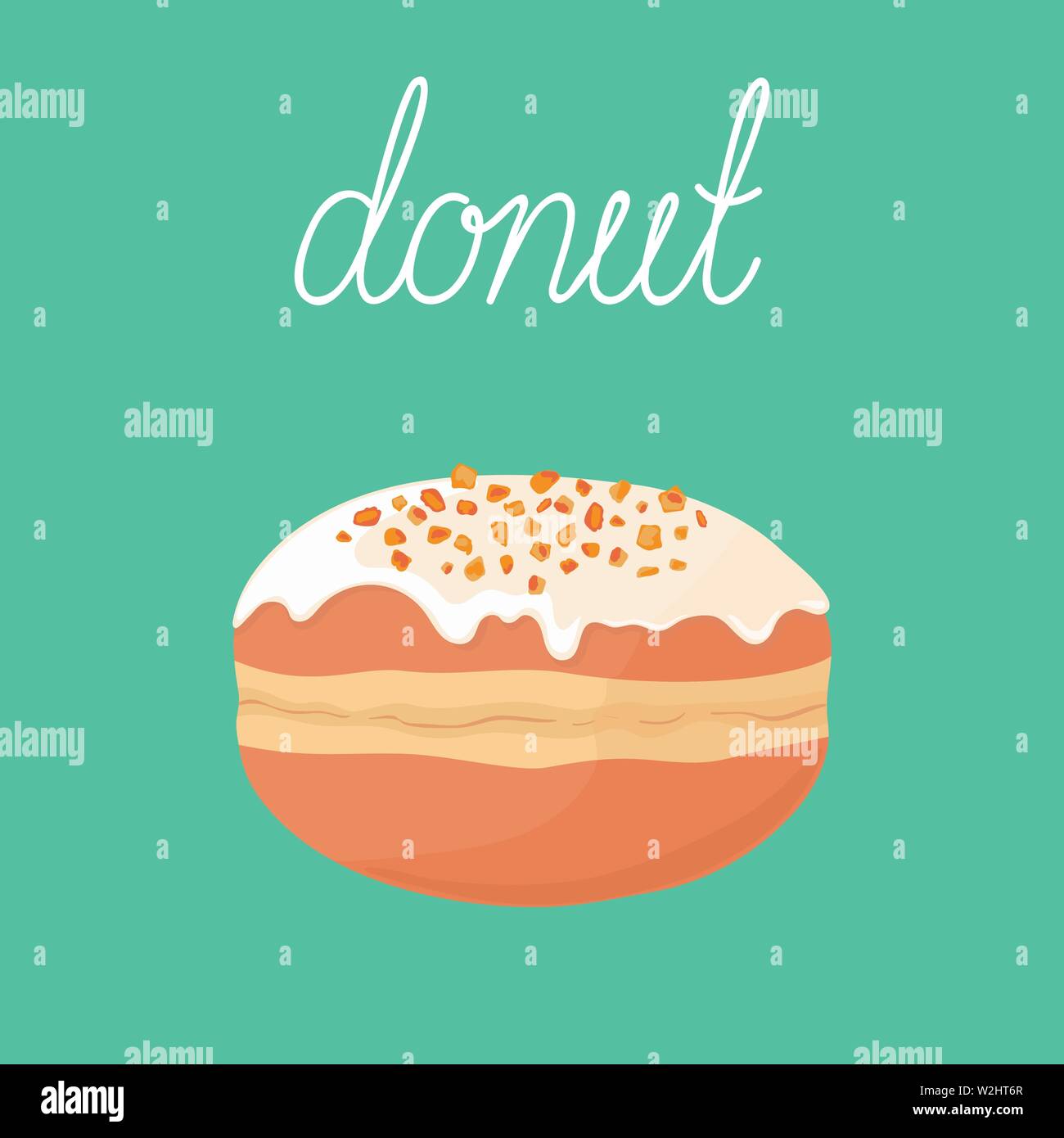 Frits remplis cute yummy donut (donut) avec le zeste d'orange et cerise sur top isolé sur fond. Polonais, tchèque, allemand, Israël traditionnelle. Illustration de Vecteur