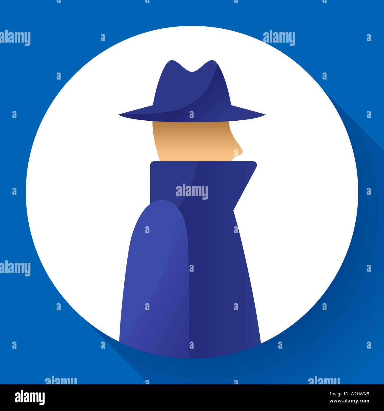 Concept de l'anonymat, spy, détective, agent, anonym en manteau et chapeau, anonyme, l'icône illustration vectorielle. Illustration de Vecteur