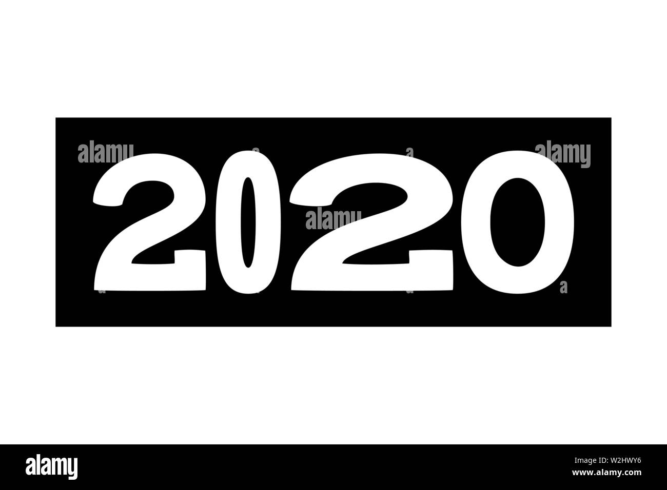 Noir et blanc 2020 caractères de largeur différente Illustration de Vecteur Noir et blanc 2020 caractères de largeur différente Illustration de Vecteur