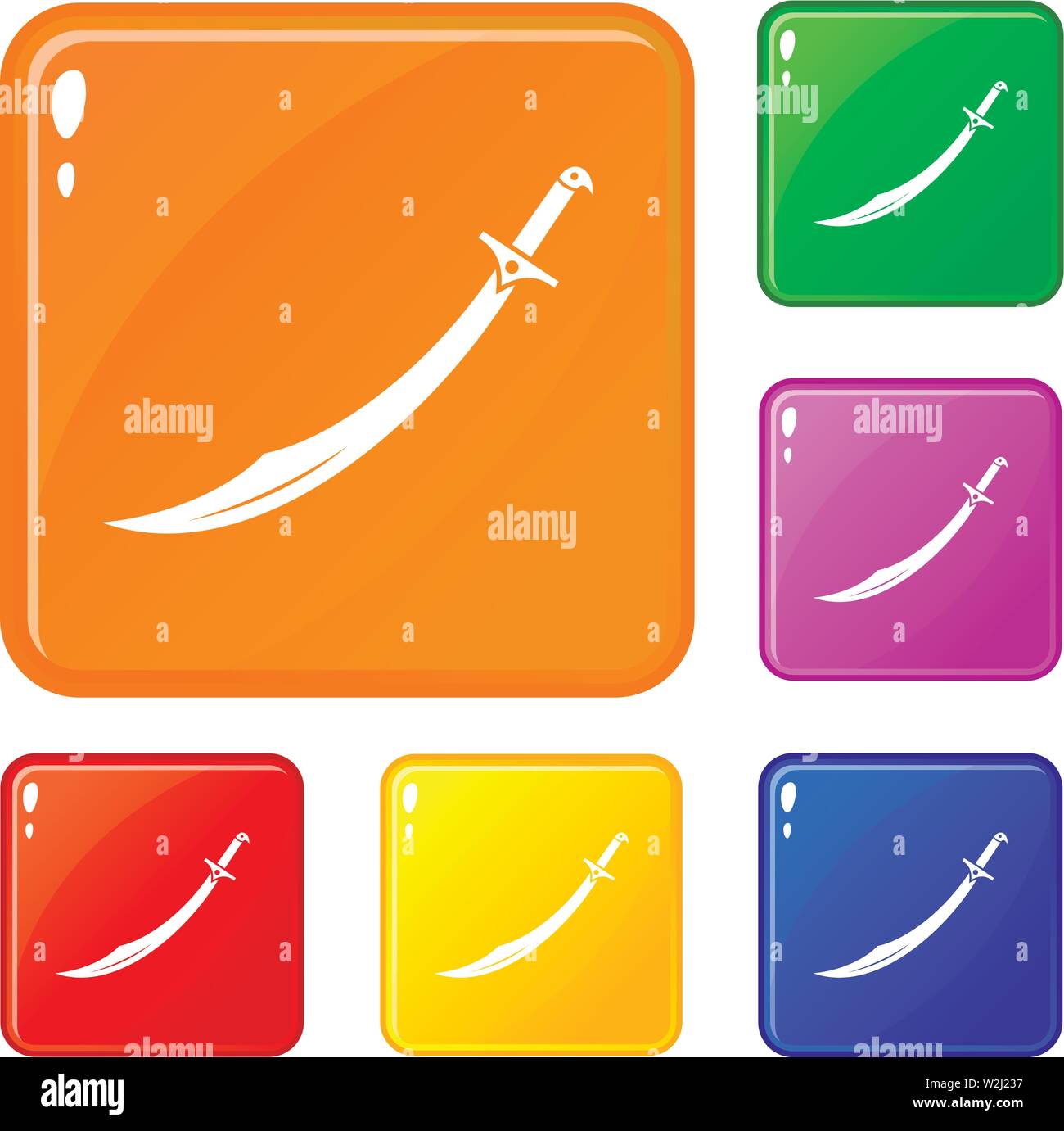 Épée cimeterre icons set vector color Illustration de Vecteur