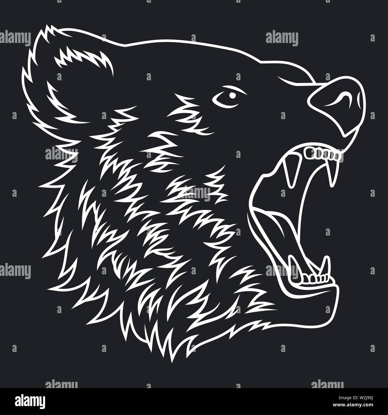 Tête d'ours. Noir blanc vector illustration pour imprimer sur des t-shirt et d'autres utilisations Illustration de Vecteur