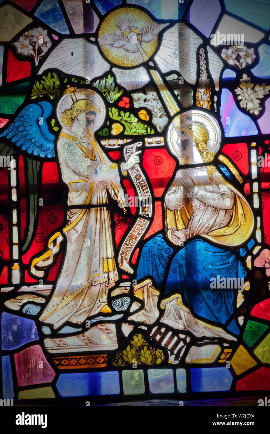 Partrishow détail du vitrail de l'Église Banque D'Images
