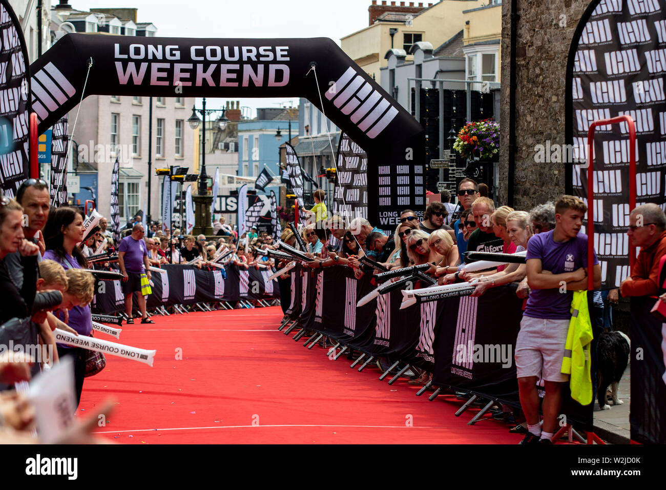 Tenby, Pays de Galles. 8 juillet 2019. Pays de Galles marathon sur le troisième jour de cours long week-end de Triathlon de Tenby. Banque D'Images