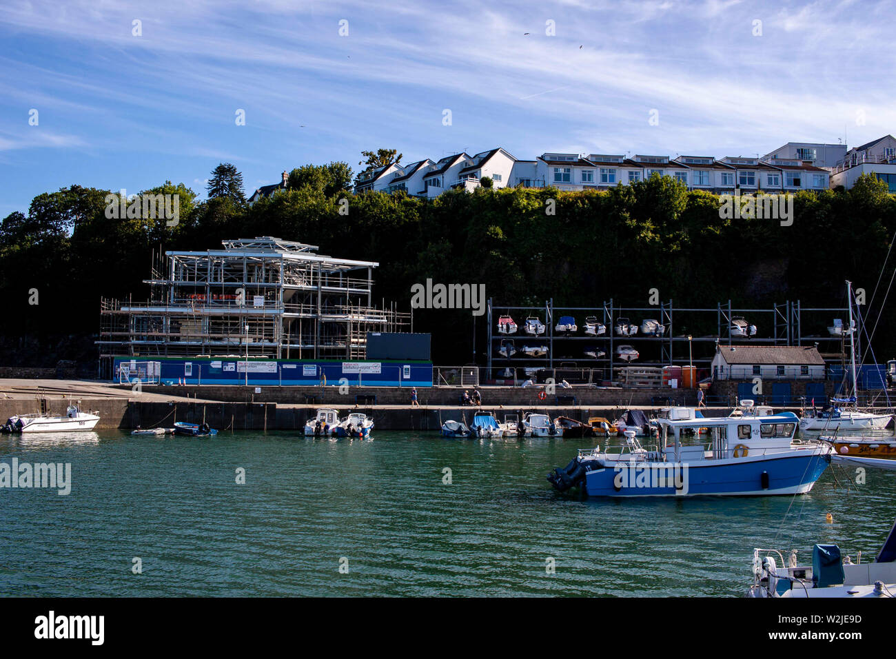 Une vue générale du port, Saundersfoot Pembrokeshire, Pays de Galles. Banque D'Images