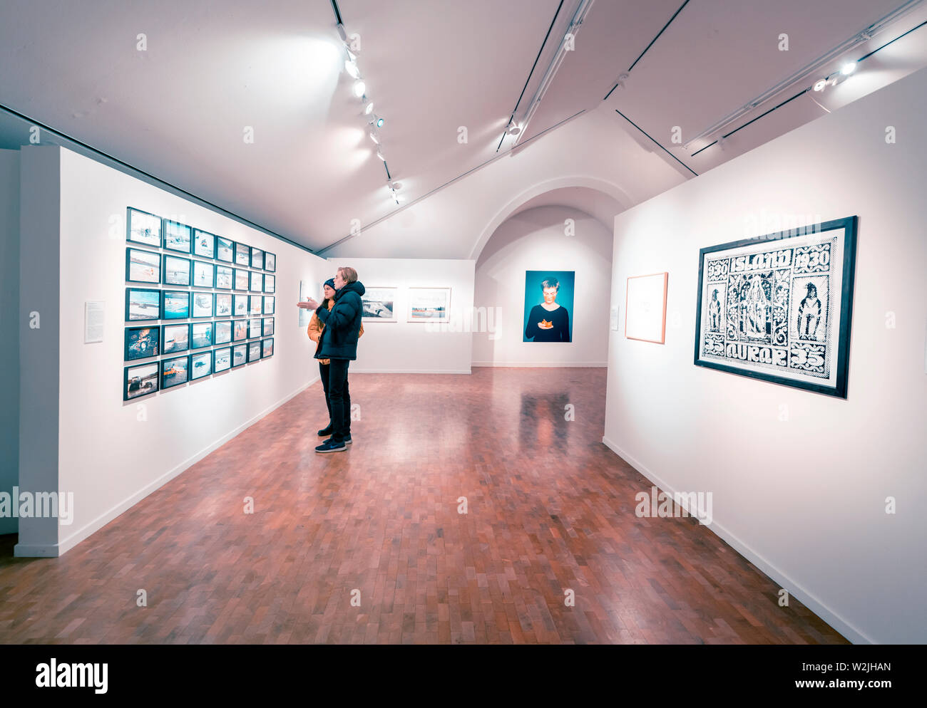Exposition artistique au Festival des feux d'hiver, Listasafn, Reykjavik, Islande Banque D'Images