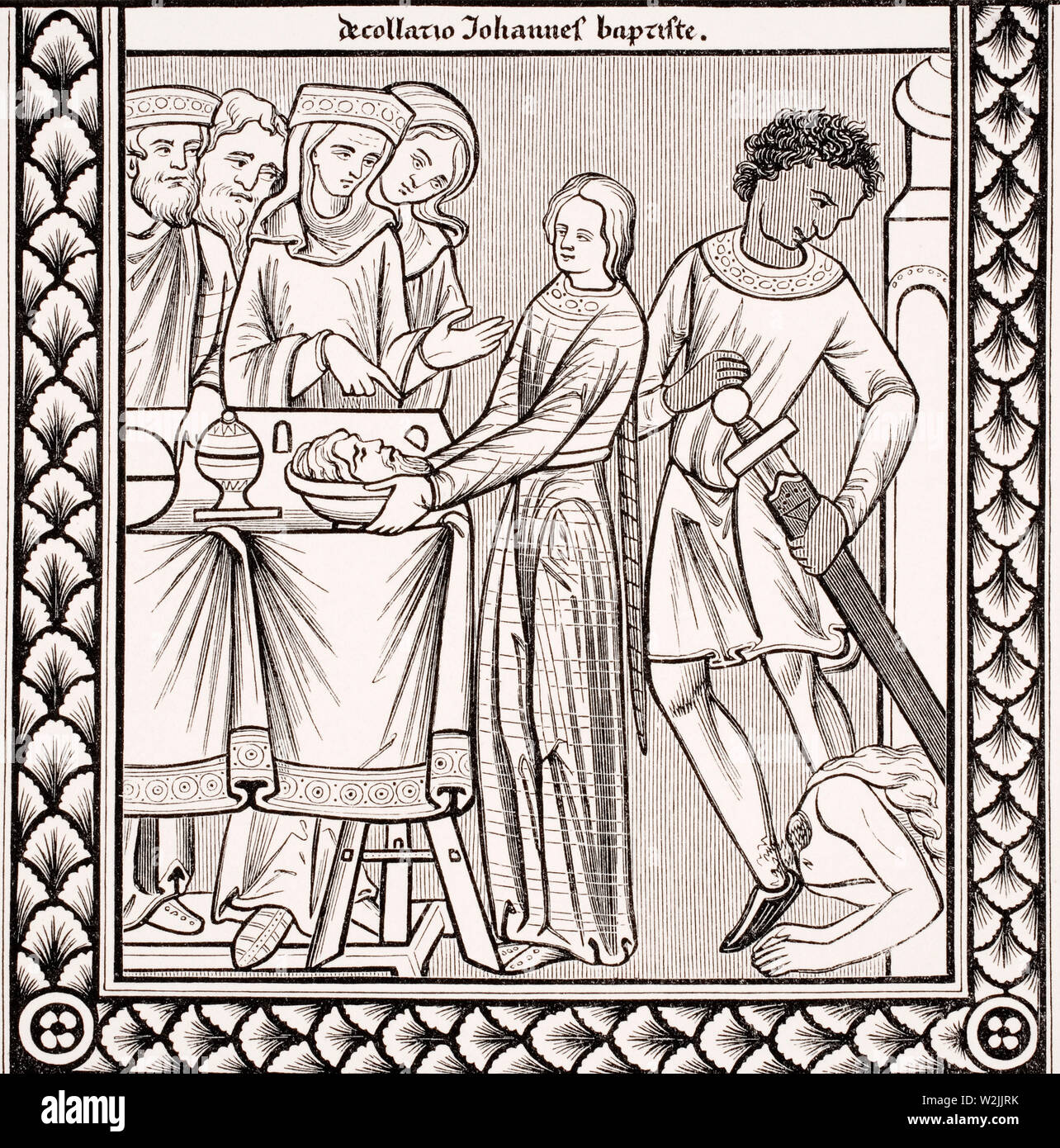 L'exécution de Jean le Baptiste. Copie d'une miniature dans un 13ème siècle livre des Psaumes de St Louis Banque D'Images