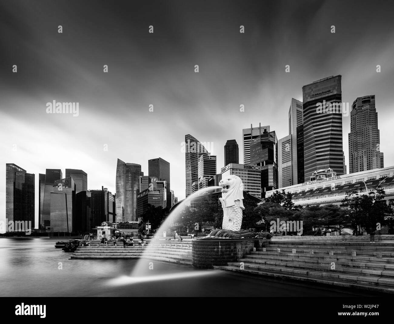 La statue du Merlion et Singapour, Singapour, en Asie du sud-est Banque D'Images
