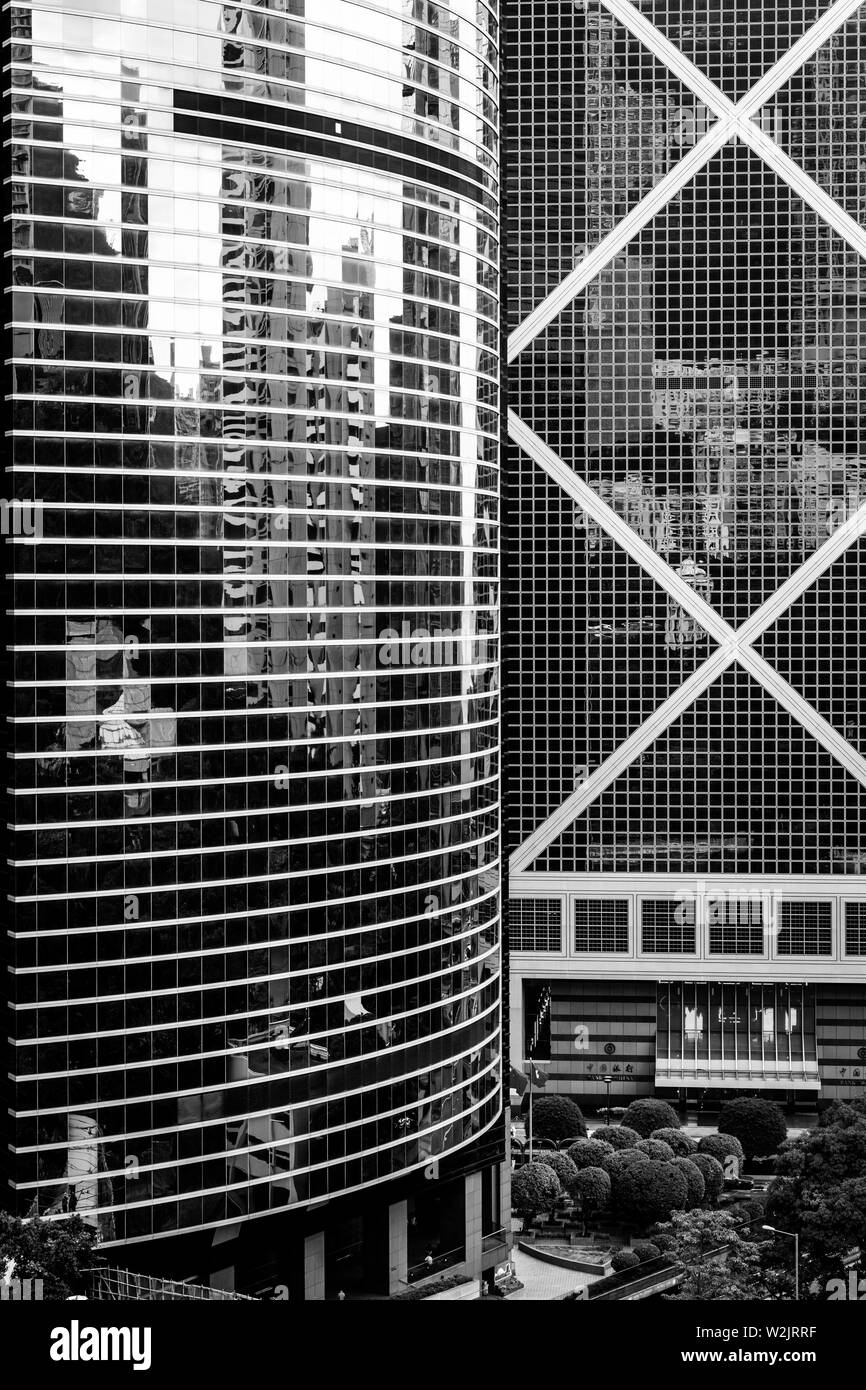 L'architecture moderne, l'île de Hong Kong, Hong Kong, Chine Banque D'Images