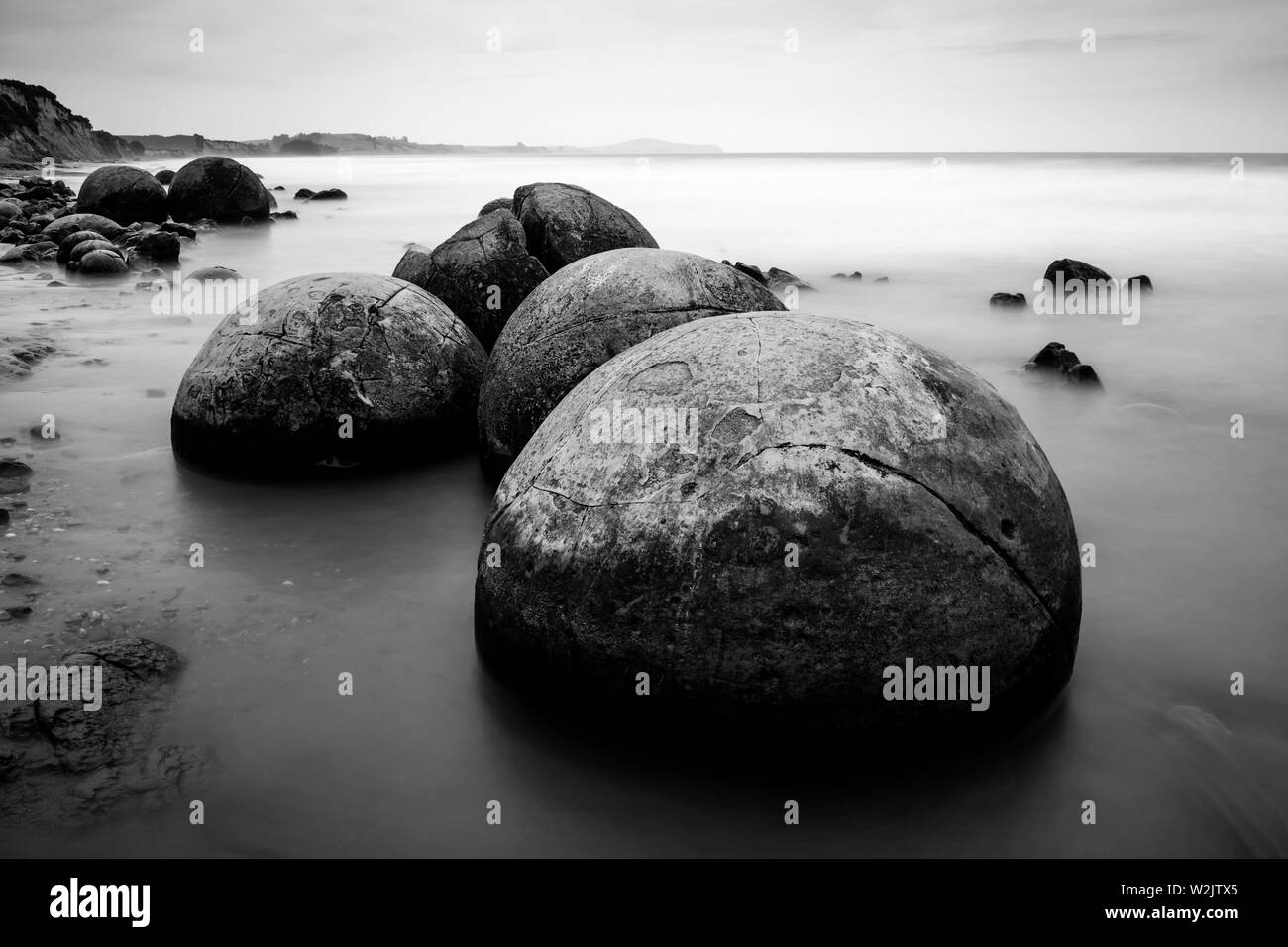 Les Moeraki Boulders, la Côte d'Otago, île du Sud, Nouvelle-Zélande Banque D'Images