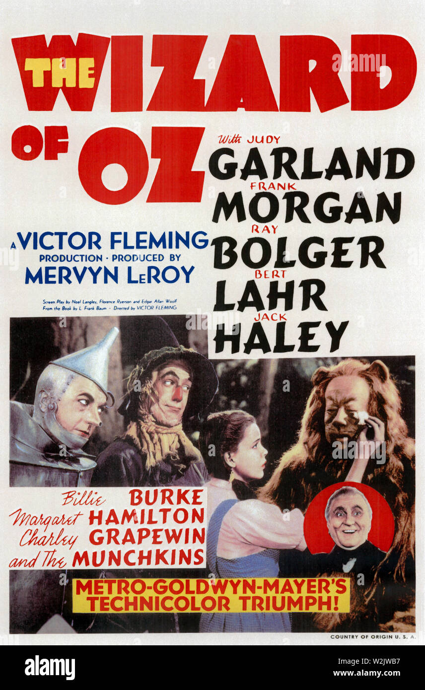 Wizard of Oz, affiche de film Le Magicien d'Oz, une fantaisie musicale américaine 1939 film produit par la Metro-Goldwyn-Mayer Banque D'Images