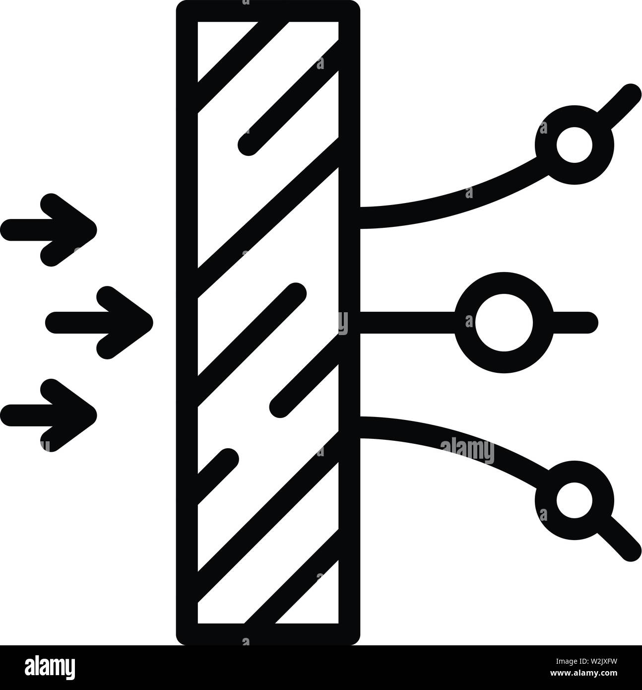 Vue du côté de l'objectif diffus, l'icône de style contour Illustration de Vecteur