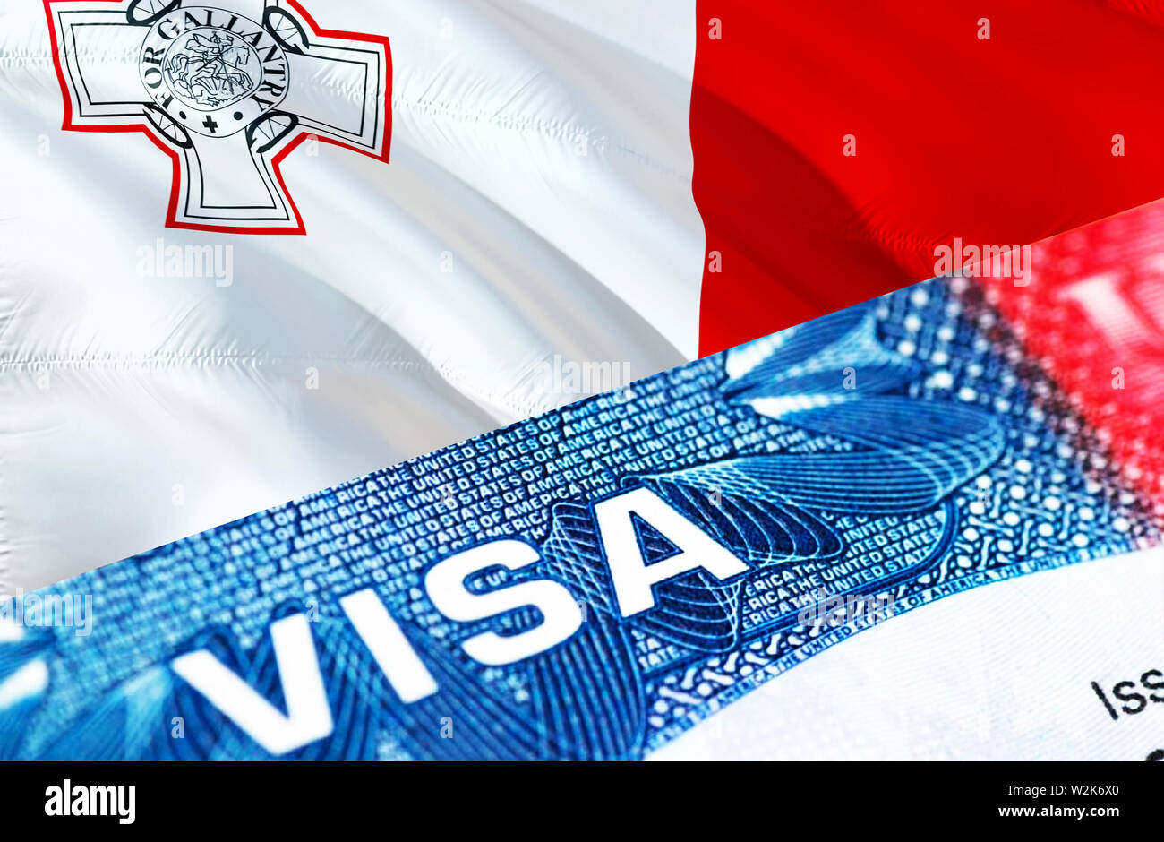 Malte Visa dans le passeport, rendu 3D. Libre de Visa à la Malte se  concentrant sur le mot VISA. Malte voyage passeport visa en close-up. Ent  multi Malte Photo Stock - Alamy