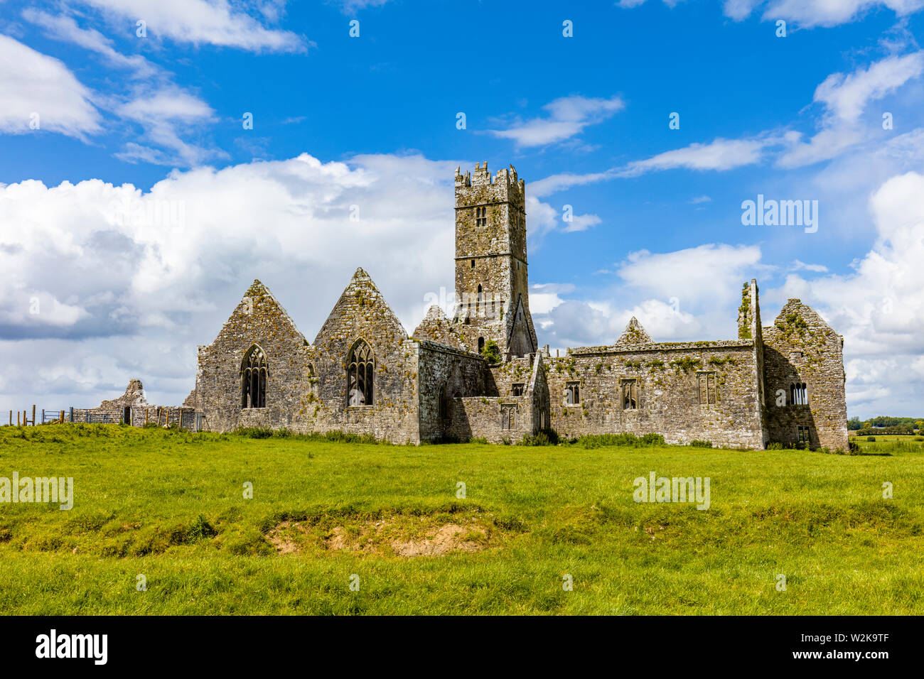 Ruines de Ross Errilly Friary en Headford Co. fondé 1351 annonce l'un des plus beaux monastères franciscain médiéval en Irlande Banque D'Images