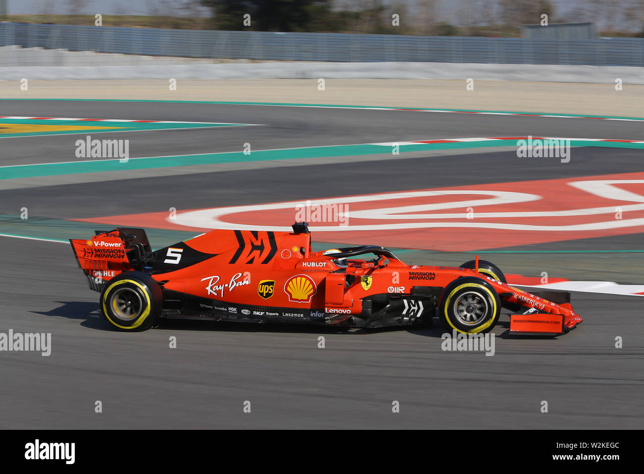 Sebastian Vettel, Scuderia Ferrari, Ferrari SF90, test de l'hiver 2019, le Circuit de Catalunya Banque D'Images