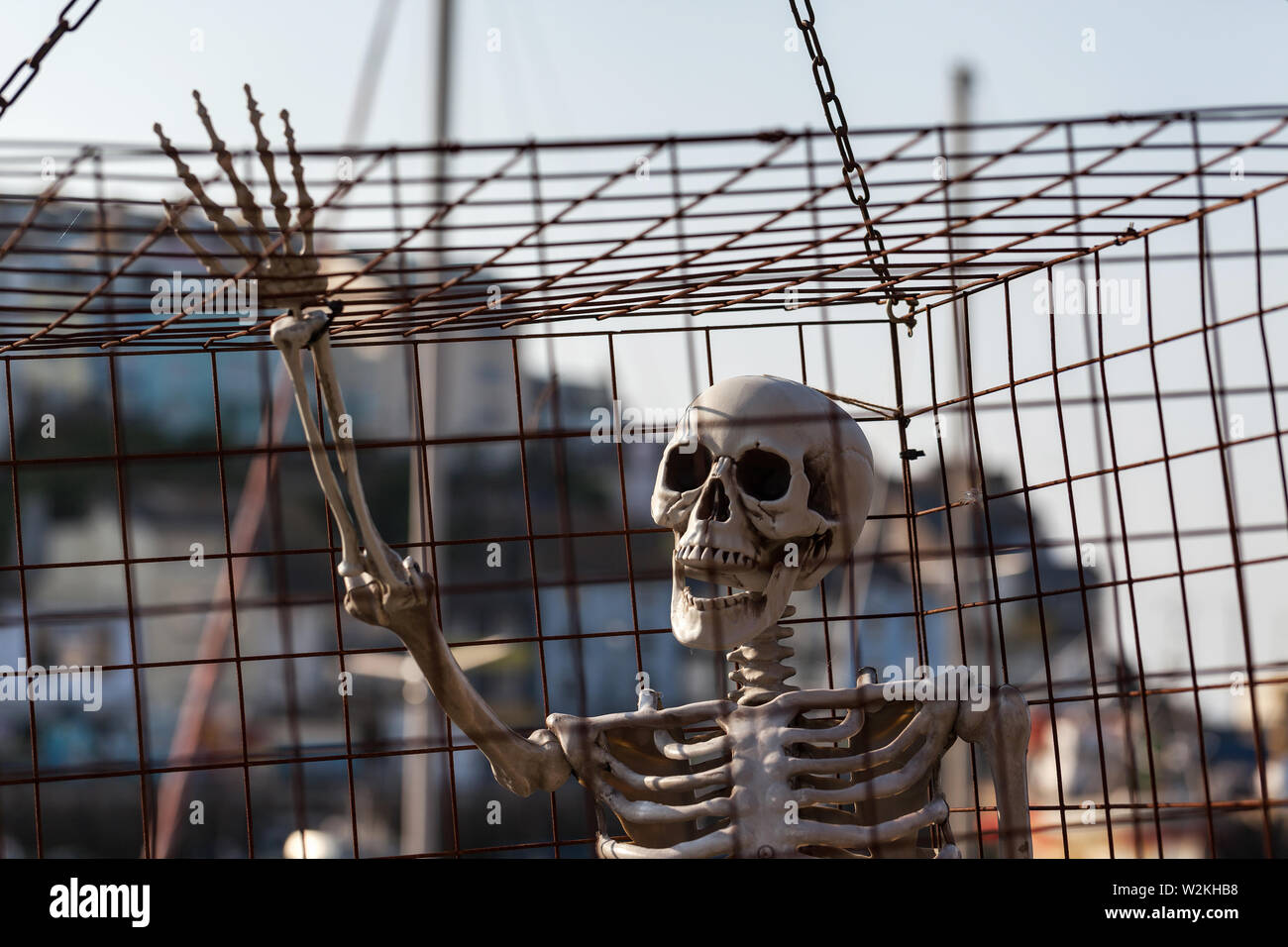 Un squelette en cage (Brixham Pirate Festival Photo Stock - Alamy