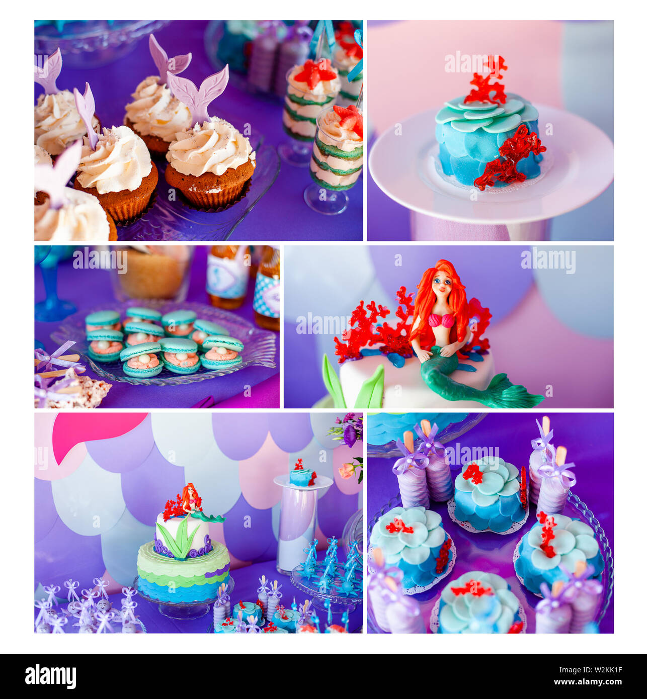 L Heure D Ete Et La Mer Theme De Partie Ou Anniversaire Collage De Cinq Images De Bonbons Gateaux Cakes Pop Photo Stock Alamy