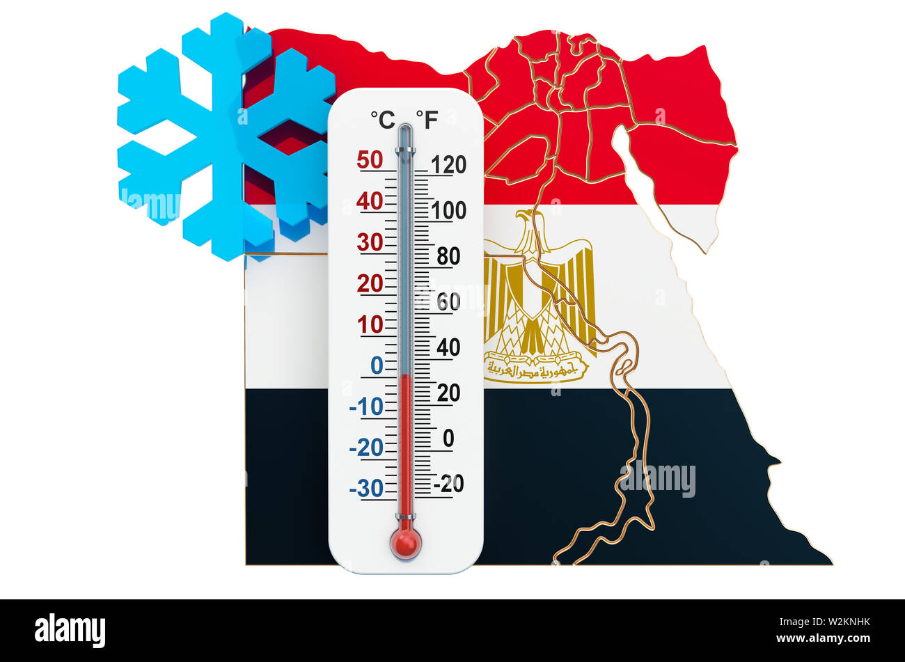 Le froid extrême en Egypte concept. Le rendu 3D isolé sur fond blanc Banque D'Images