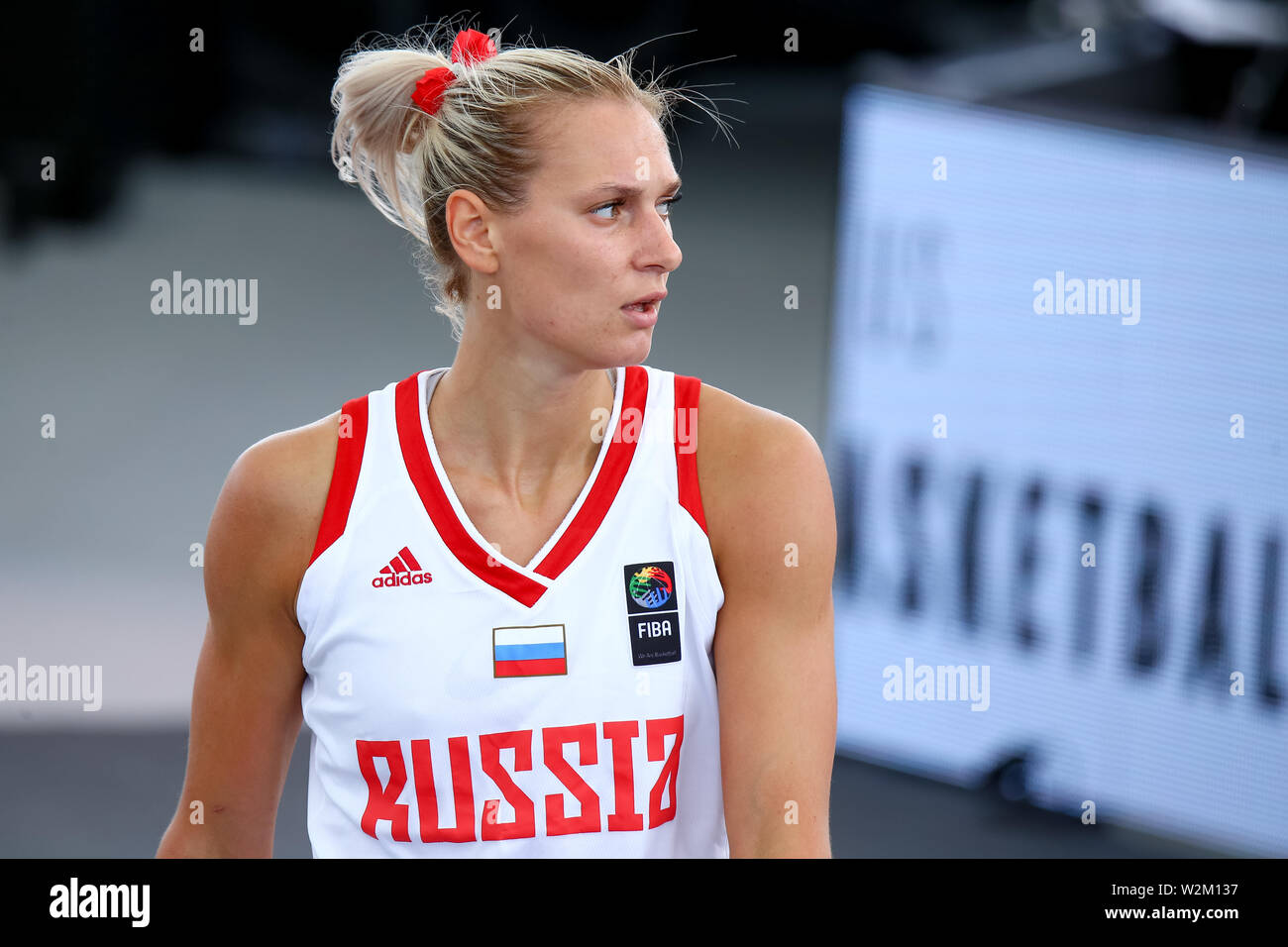 Amsterdam, Pays-Bas, le 19 juin 2019 : portrait de joueur russe Alexandra Stolyar durant la 3x3 de basket-ball 2019 Coupe du monde à Amsterdam Banque D'Images