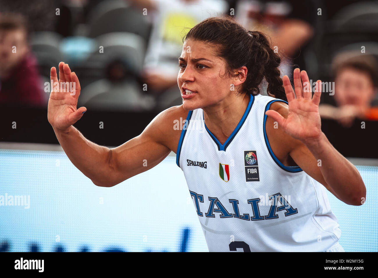 Amsterdam, Pays-Bas, le 19 juin 2019 : joueur de basket-ball italien Raelin Marie D'Alie au cours de la 3x3 FIBA 2019 Coupe du monde à Amsterdam Banque D'Images