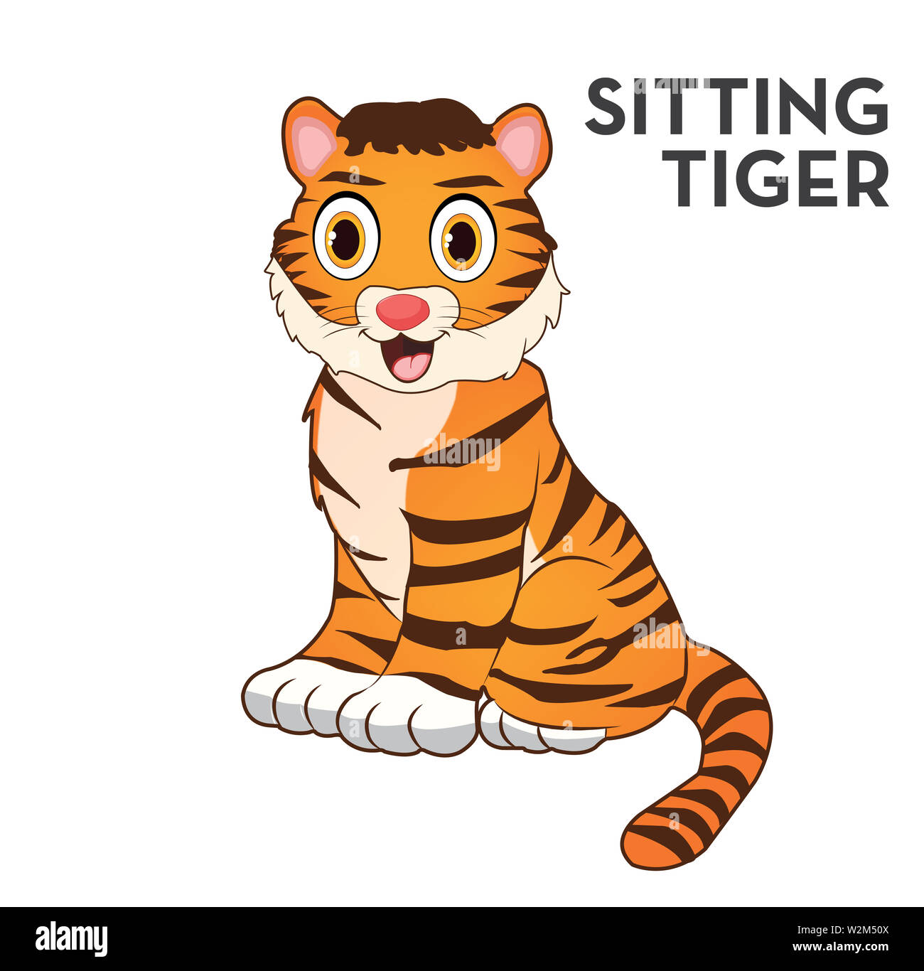 Peinture numérique Tigre assis avec smiling face Banque D'Images