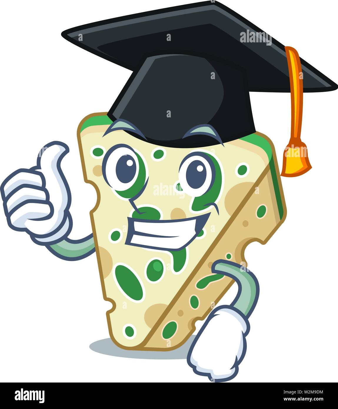 L'obtention du diplôme au fromage bleu, servi dans la plaque de dessin animé Illustration de Vecteur