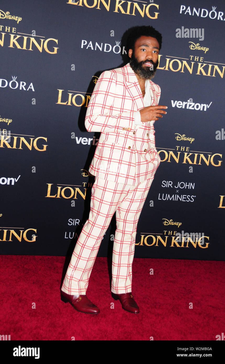 Hollywood, Californie, USA 9 juillet 2019 Chanteur/acteur Donald Glover assiste à la première mondiale du Disney's 'The Lion King' le 9 juillet 2019 au Kodak Theater à Hollywood, Californie, USA. Photo de Barry King/Alamy Live News Banque D'Images