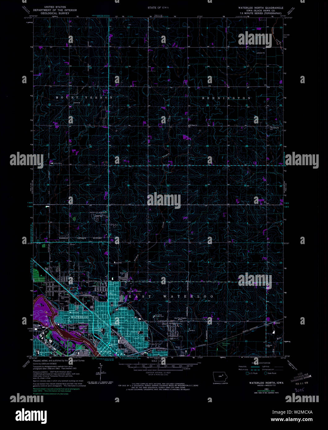 Carte TOPO USGS IOWA IA Waterloo North 1756941963 24000 Restauration inversé Banque D'Images